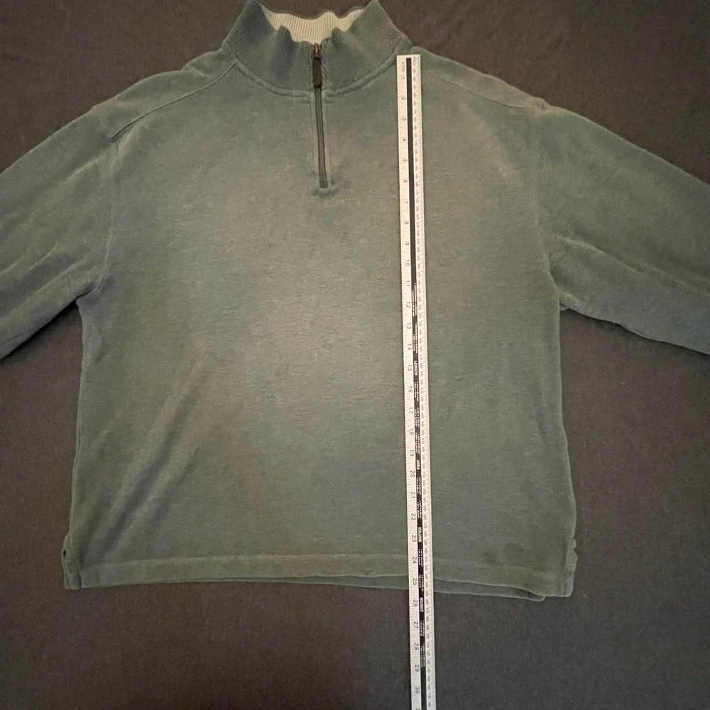 Jos A Bank Mens Quarter Zip Pullover Sweater Sage‎ Green 100% Cotton Large